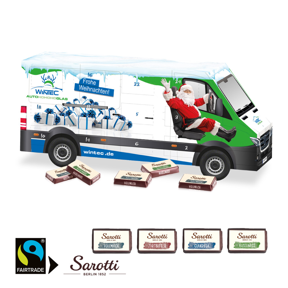 3D Adventskalender "Transporter" mit Sarotti Fairtrade® Schokolade